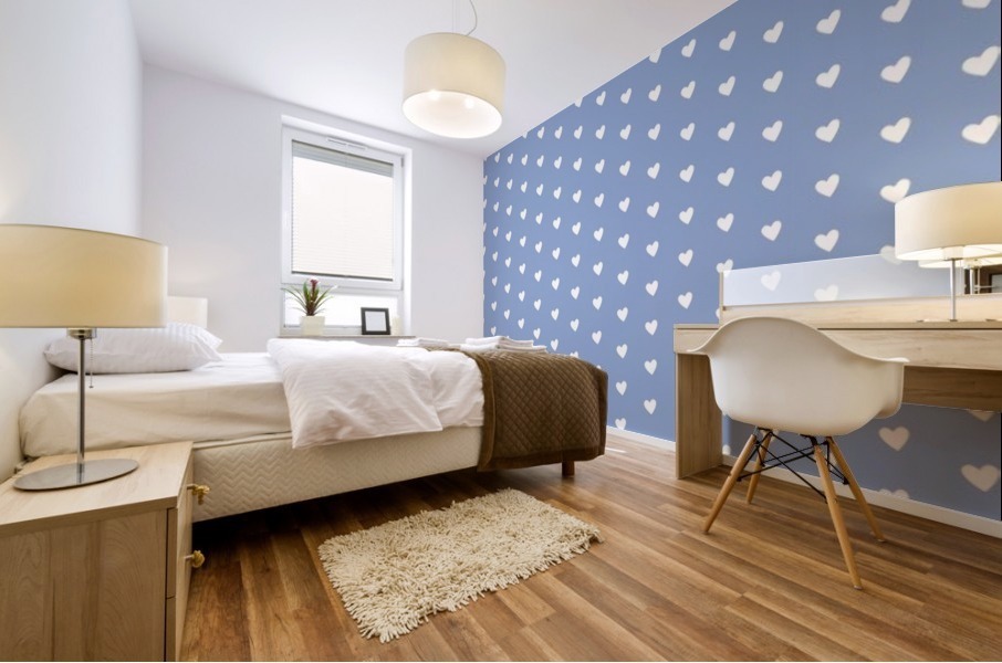 Pale Blue Heart Shape Pattern Mural print