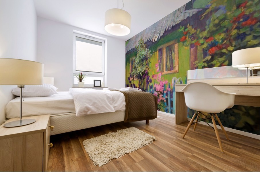 Green hut Mural print