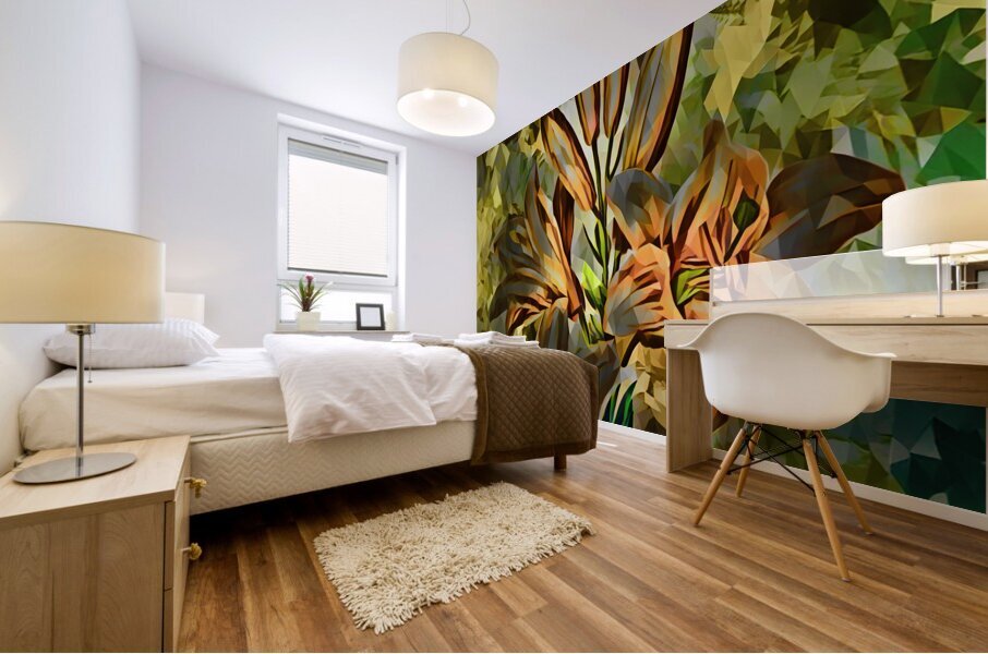 Arte 140 Flowers oil polyart style Mural print