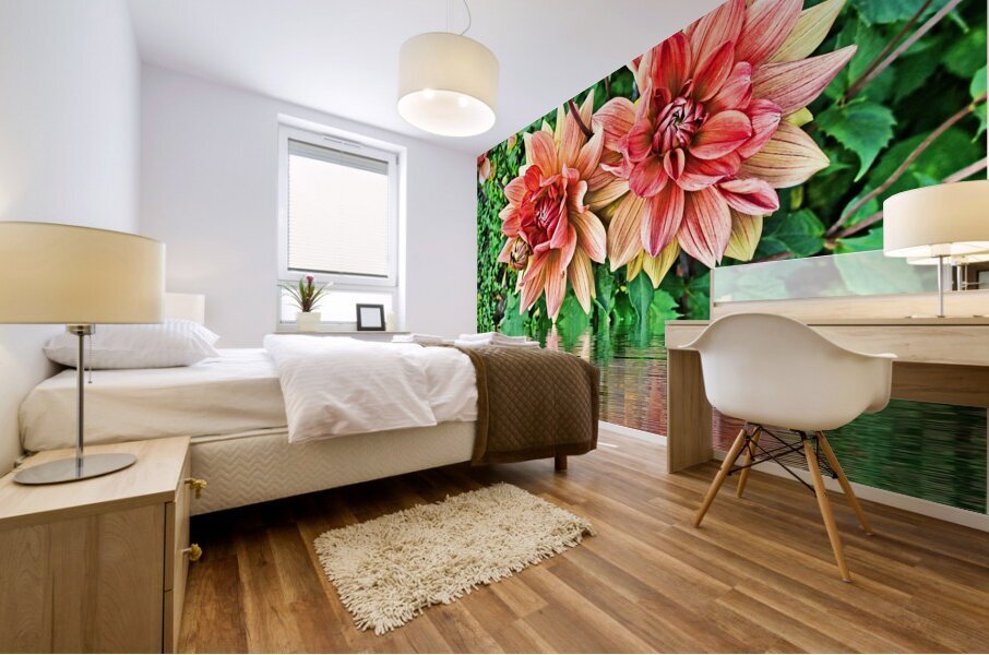 Arte 144 Dahlias Flowers enhanced-paint-style  Mural print