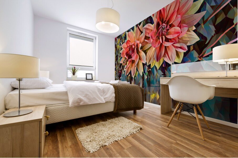 Arte 148 Dahlias Flowers polyart-paint-style Mural print