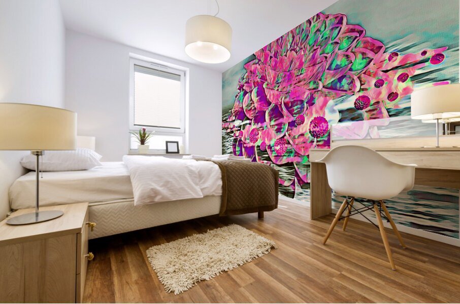 Arte 153 Dahlias in water impressionist-paint-style Mural print