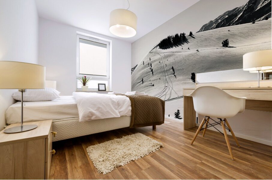 Sepia Skiers  Mural print