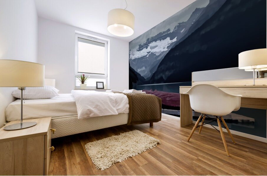 Lake Louise Canoes in Abstract Mural print