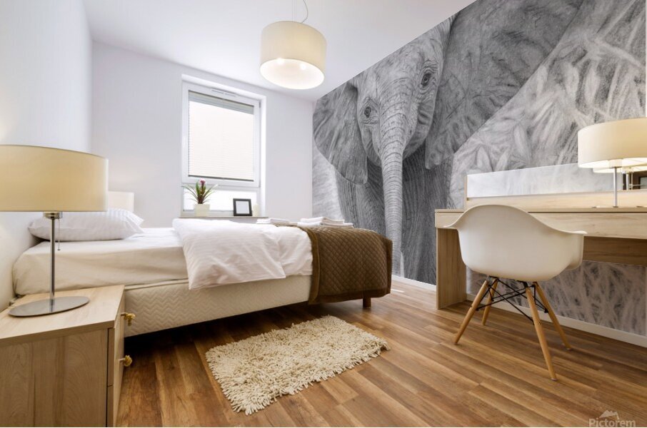 Young Elephant Mural print