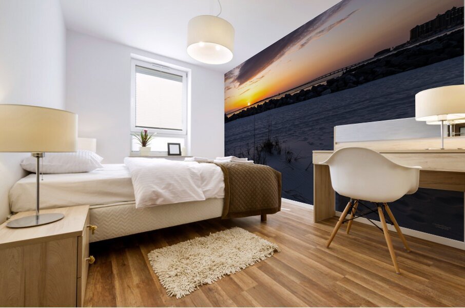 Destin Patch Of Grass And Jetty Sunset Mural print