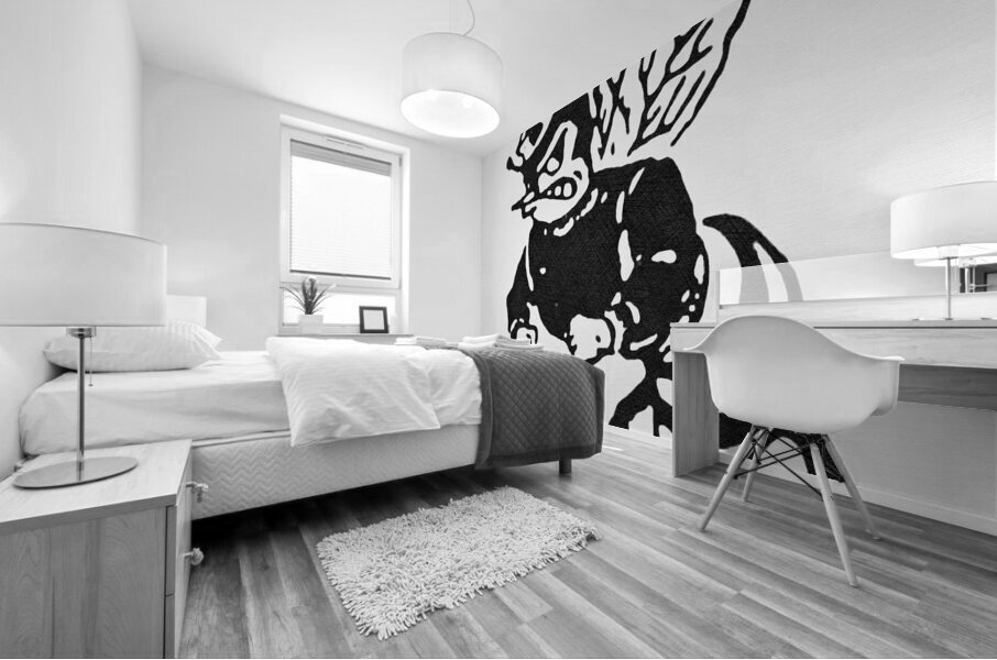 vintage yellow jacket mascot art throwbacks Mural print