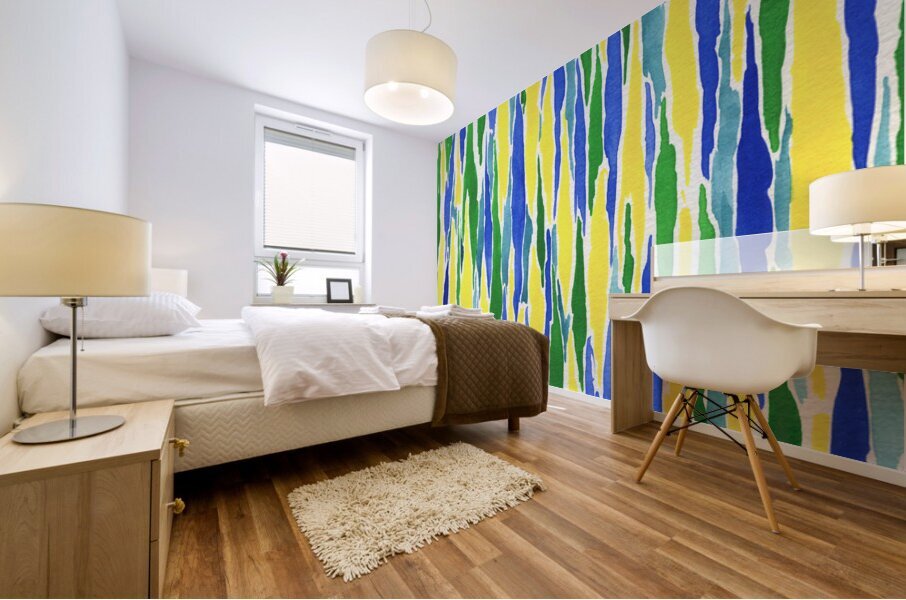 Abstract Watercolor Splash Waves Lines 1 Mural print