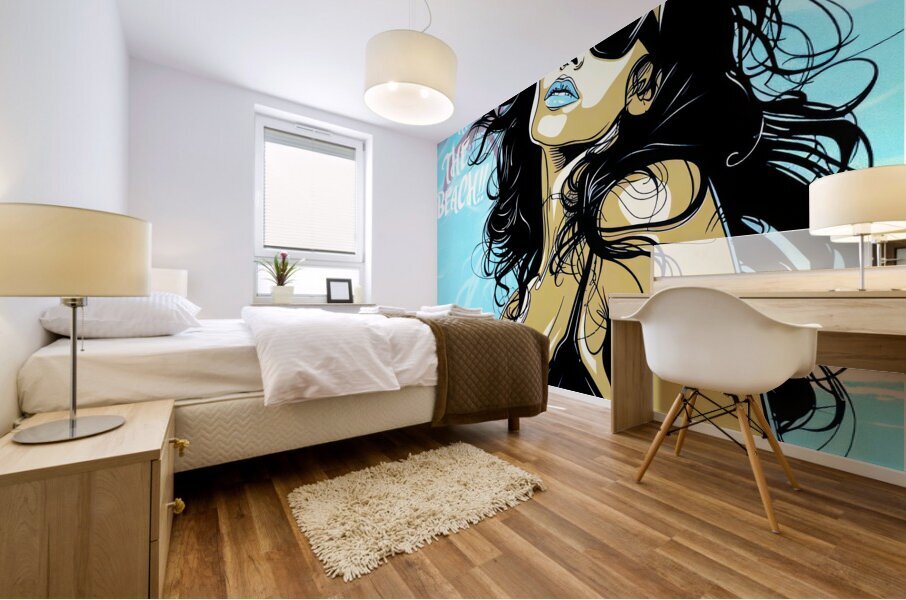At The Beach Tanning Mural print