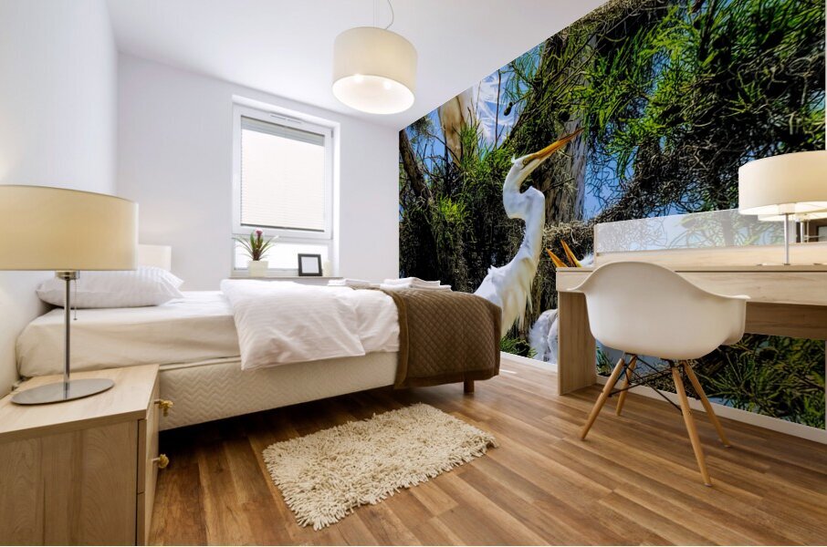 THE EGRET FAMILY Mural print