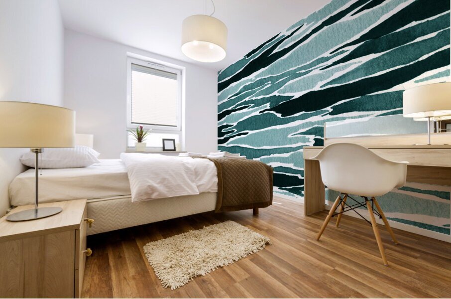 Abstract Watercolor Splash Waves Lines 24 Mural print
