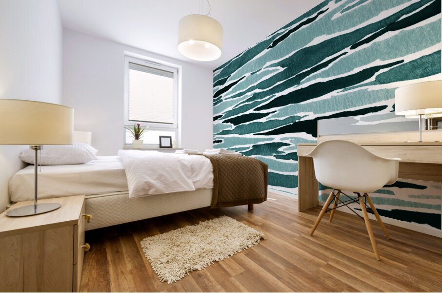 Abstract Watercolor Splash Waves Lines 25 Mural print