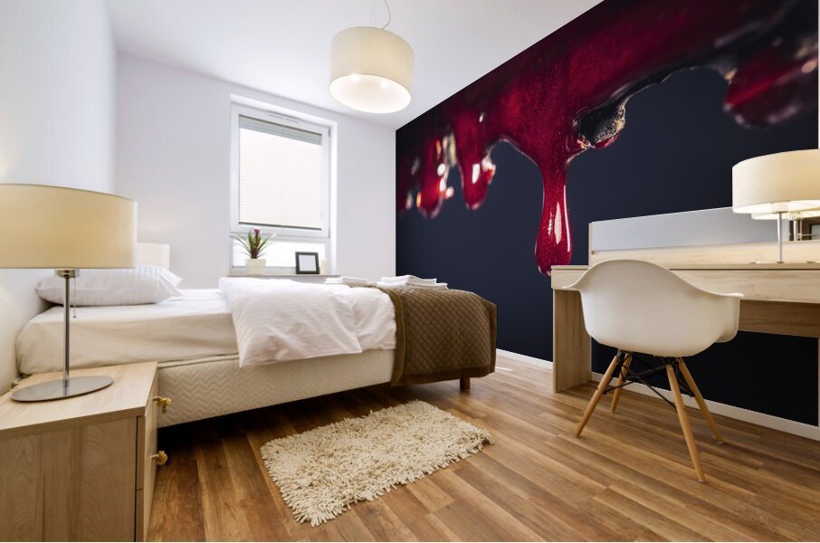 drop of blood on chainsaw blade Mural print