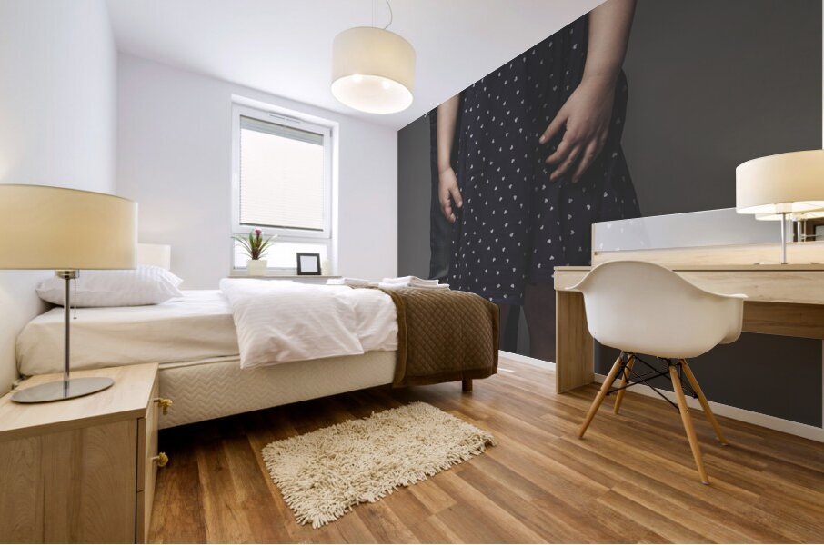 portrait of sibling children barefoot Mural print