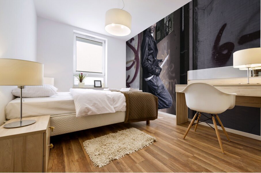 serial killer with knife  Mural print