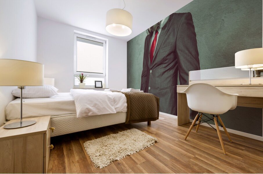 caucasian businessman with gas mask  Mural print