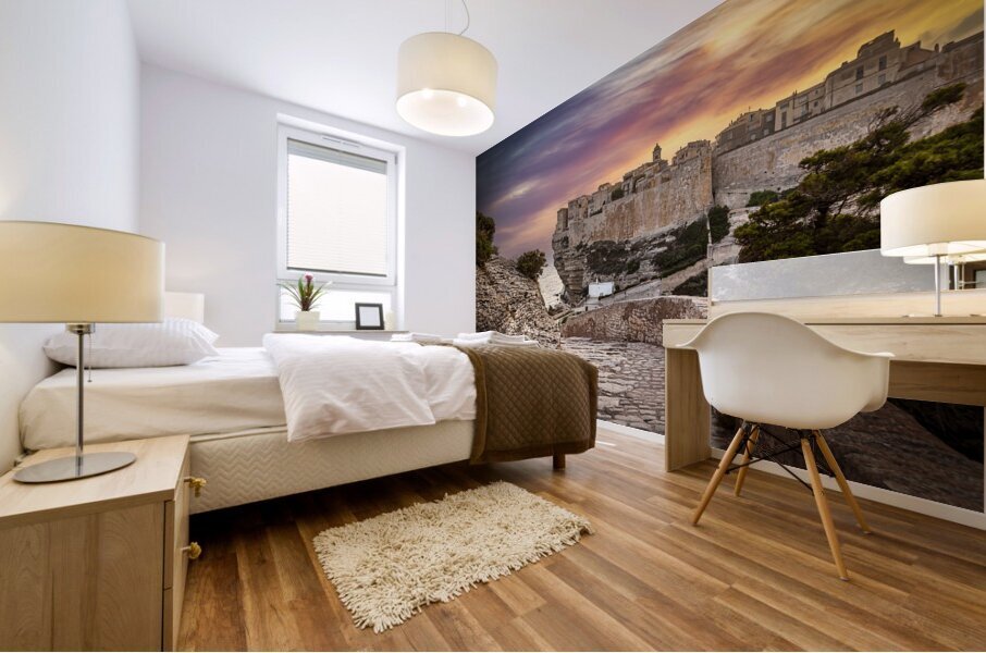 Bonifacio town on Corsica island.  Mural print
