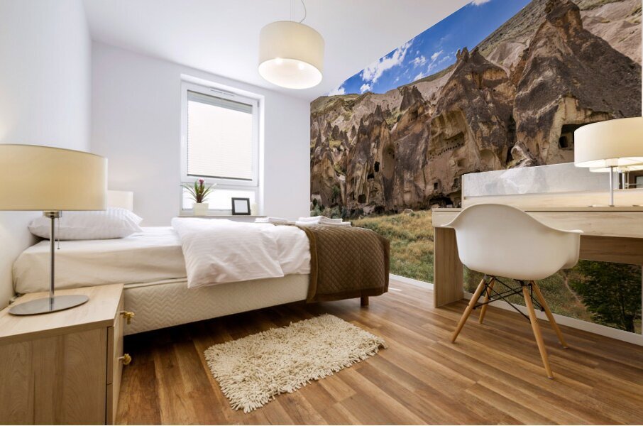 chimney rock formation in Zelve.  Mural print