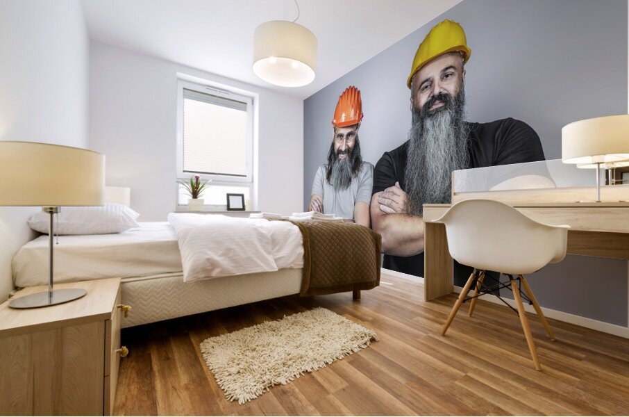 handymans with hard hat and crossed arms Mural print