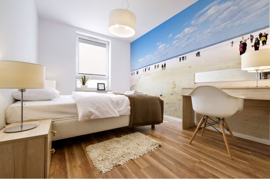 tourists at the lake of tuz golu. Mural print