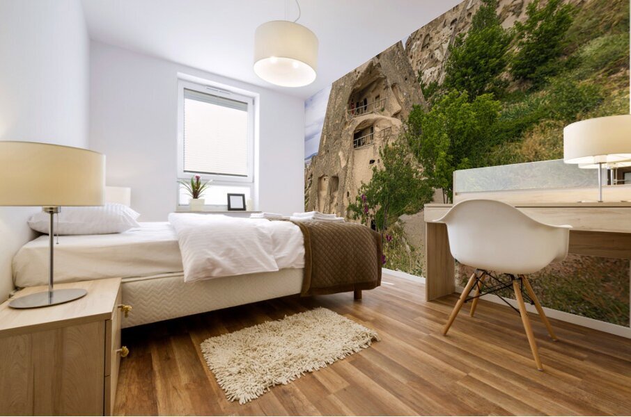 rock formation used as a dwelling near Uchisar Castle.  Mural print