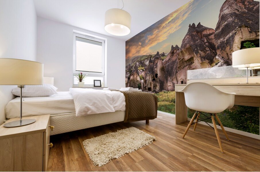 caves and rock formations in the zelve valley cappadocia  Mural print