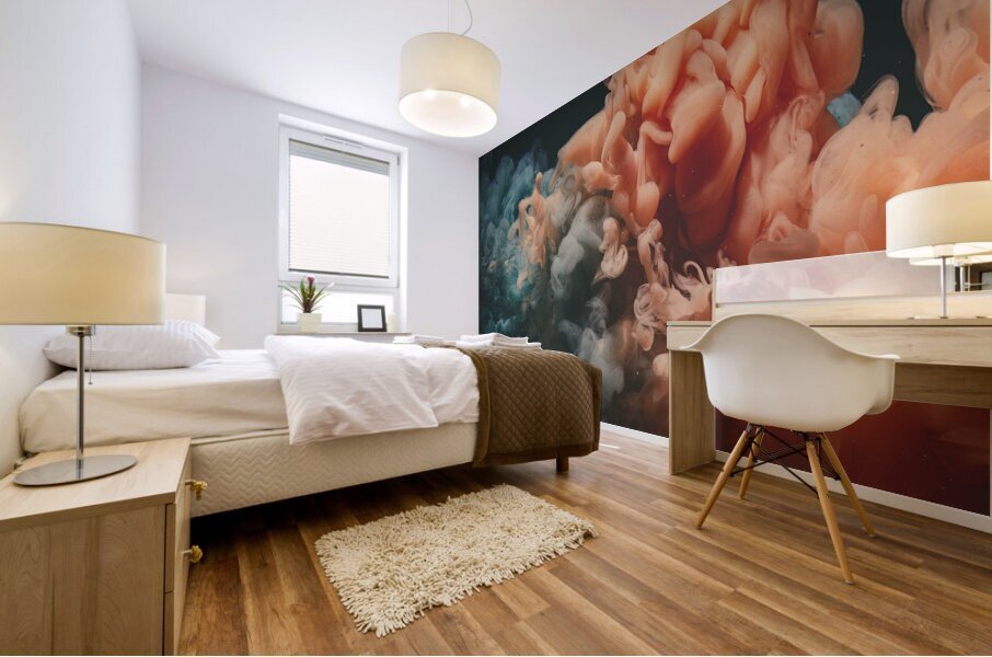 cloud of acrylic color in water.  Mural print
