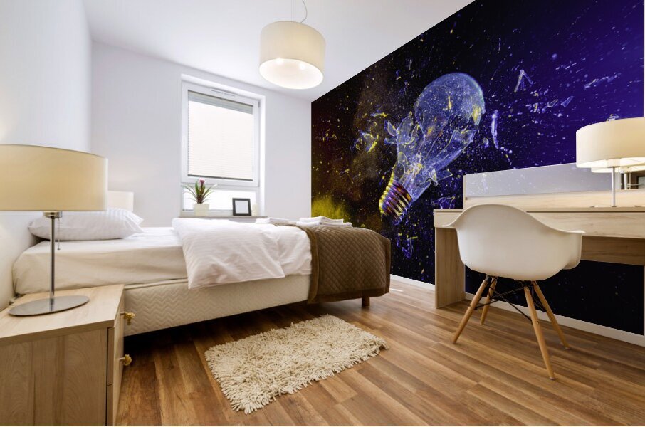 broken light bulb on black. Mural print