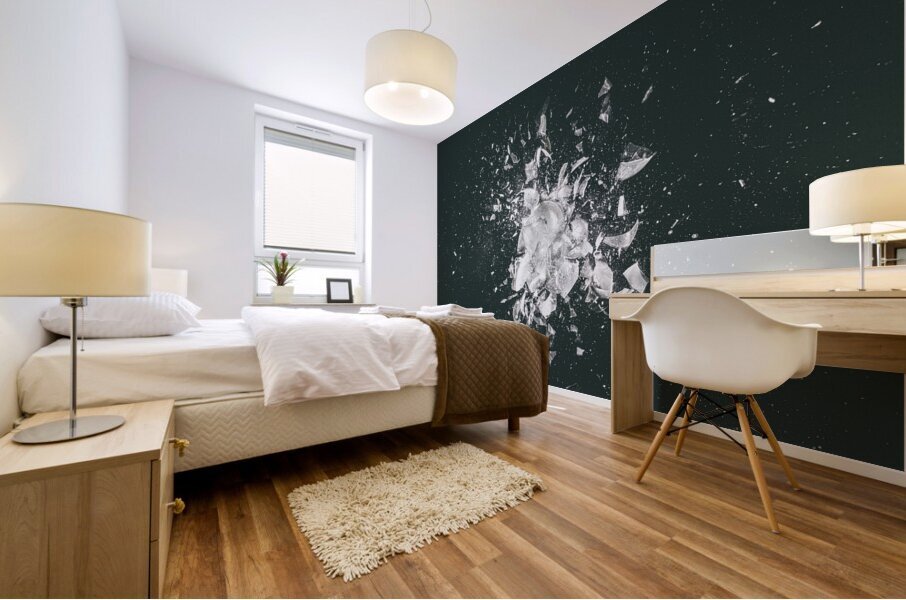 glass explosion on a dark background. Mural print
