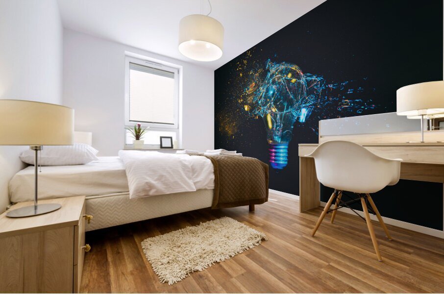 breaking of a traditional light bulb  Mural print