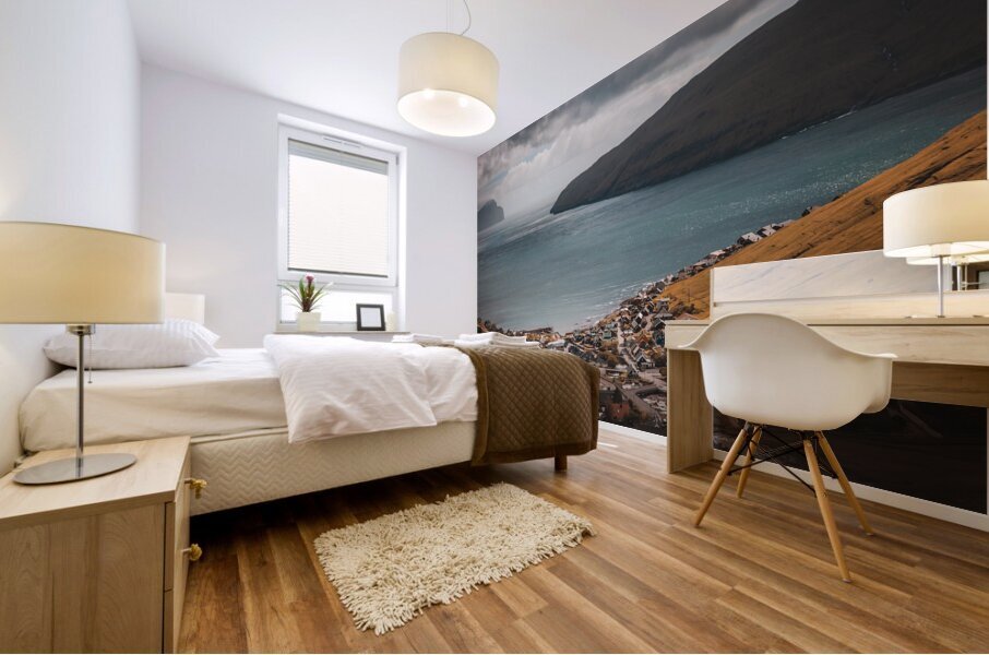 Typical view of the Tjornuvik village on the Faroe Islands.  Mural print