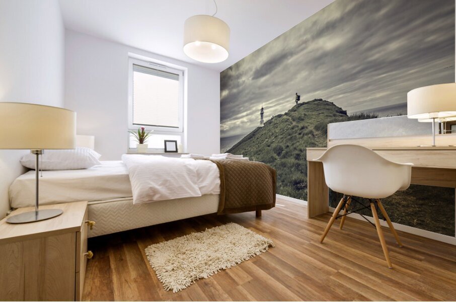 lighthouse in mykines faroe islands Mural print