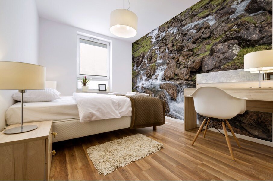 water fall in faroe islands Mural print