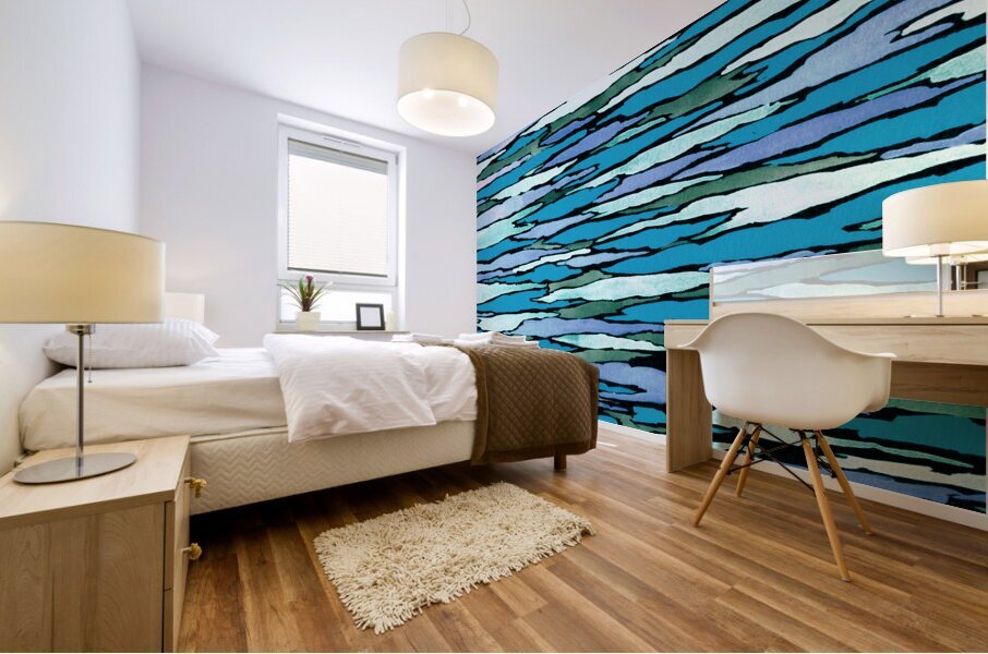 Abstract Watercolor Splash Waves Lines 16 Mural print