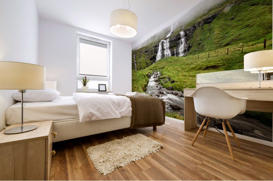 waterfall in faroe islands  Mural print