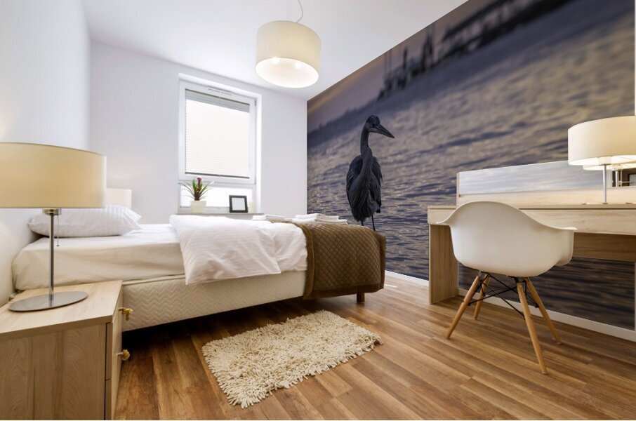 Blue Heron sunrise Mural print
