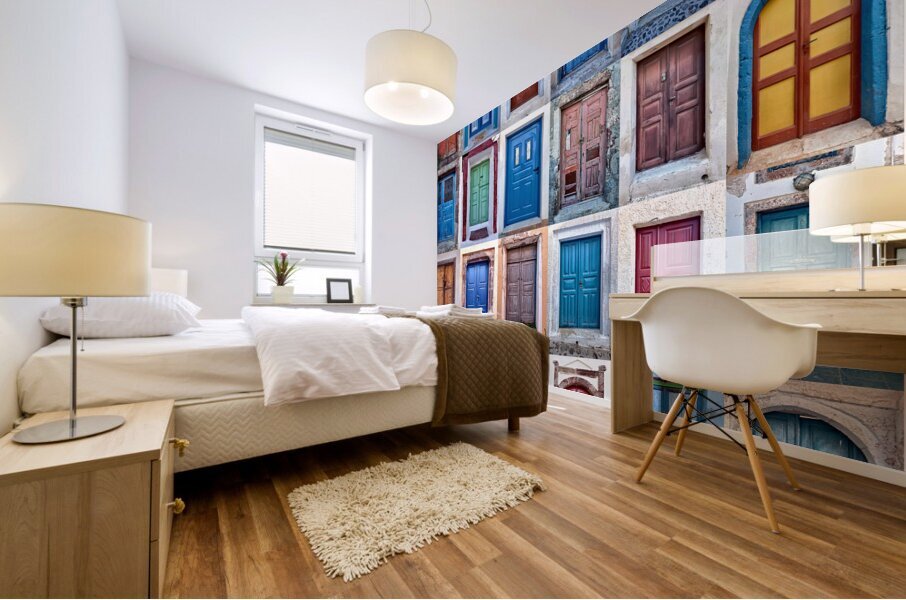 doors of santorini Mural print
