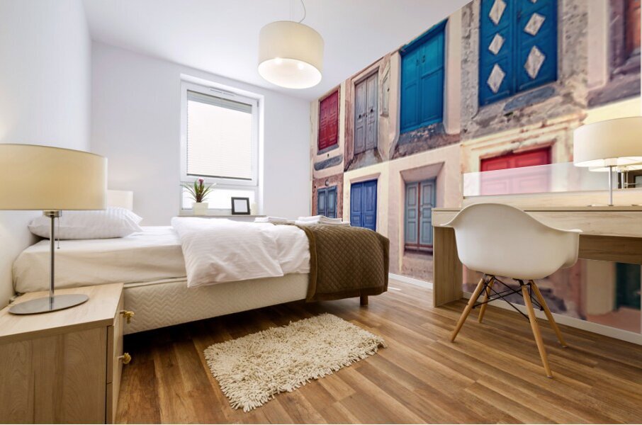 doors of santorini Mural print