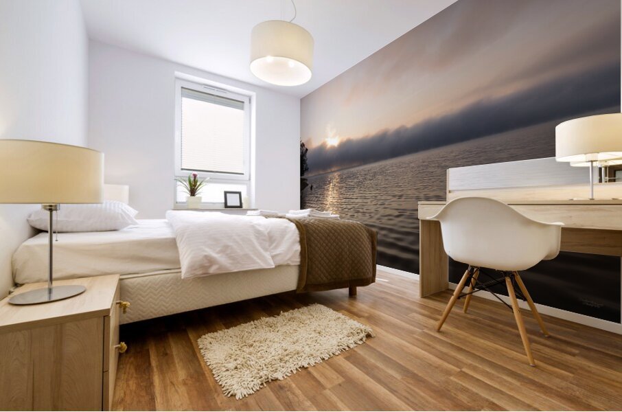 Mystical Foggy Lake Morning Mural print