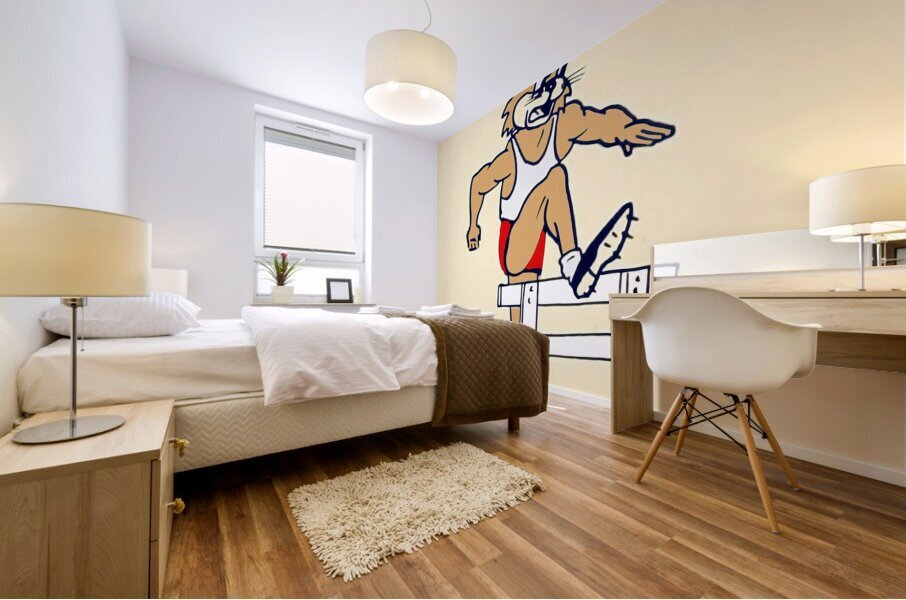 vintage arizona wildcat track cartoon art row1.jp Mural print