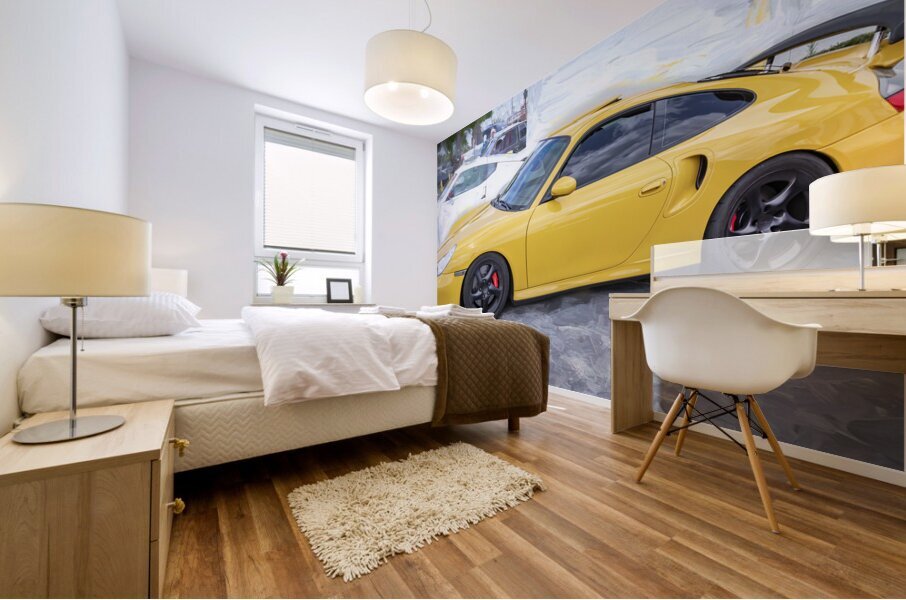 2003 Yellow Porsche 911 Turbo X100 13 Mural print