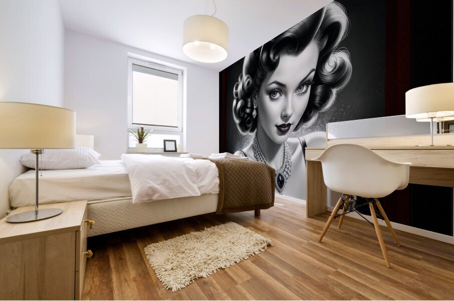 You Will Not Regret Coming With Me Captivating AI Concept Art Femme Fatale Portrait by Xzendor7 Mural print