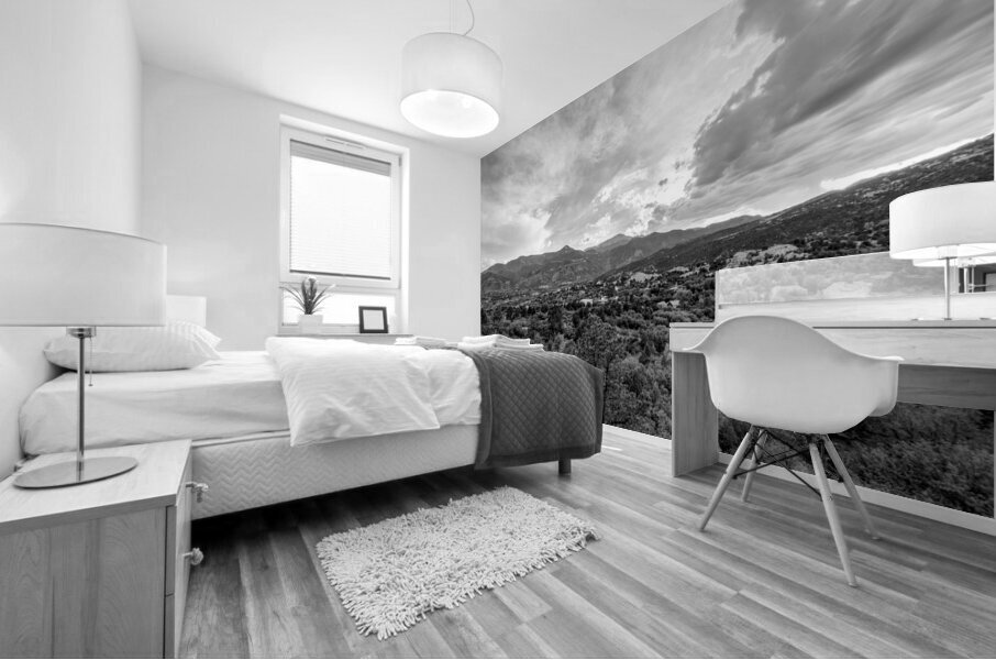 Evening Clouds Over Pikes Peak Grayscale Mural print