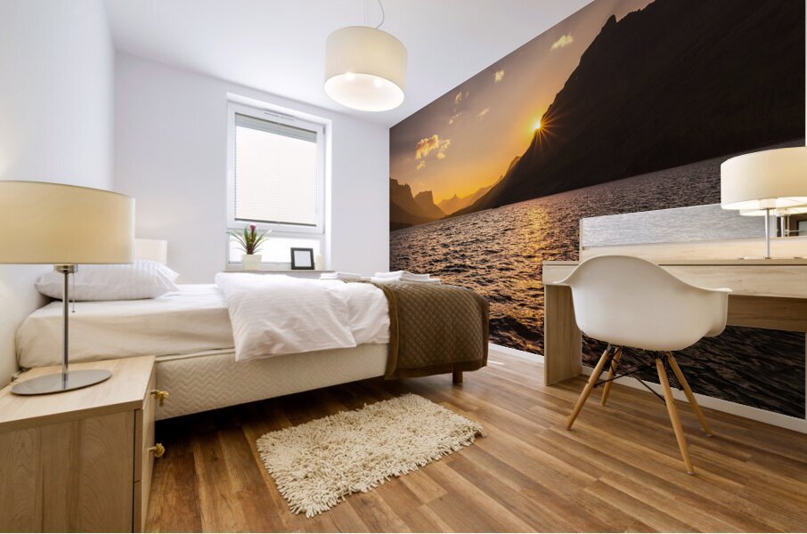 St Mary Lake Sunburst Mural print