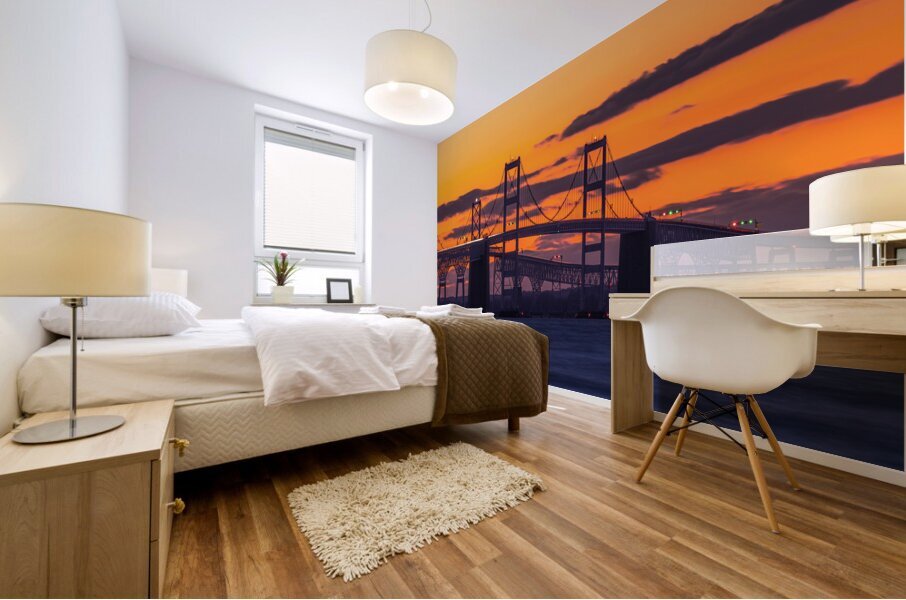 Orange Bay Bridge Sunrise Mural print