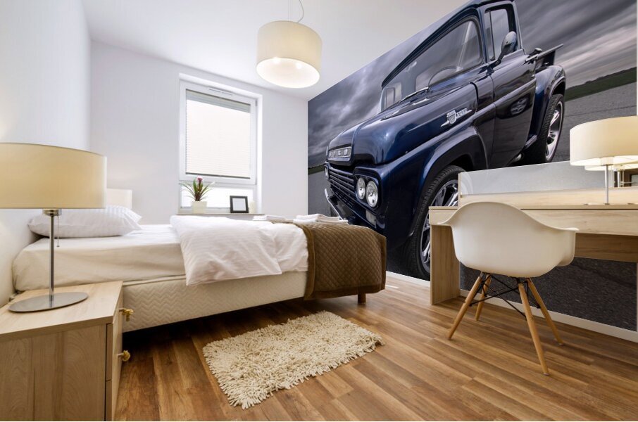 1959 Ford F100 Dark Blue Pickup Mural print