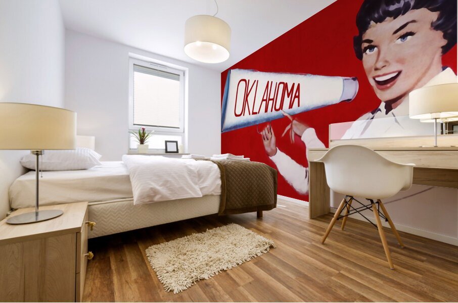 1950s Oklahoma Cheerleader Art Mural print