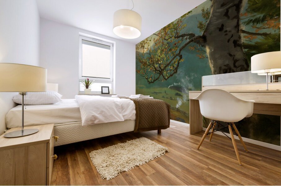 Autumnal tree in front of Wiesental Mural print