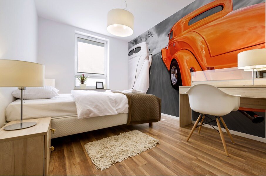 1941 Willys vs 1934 Ford Coupe Mural print
