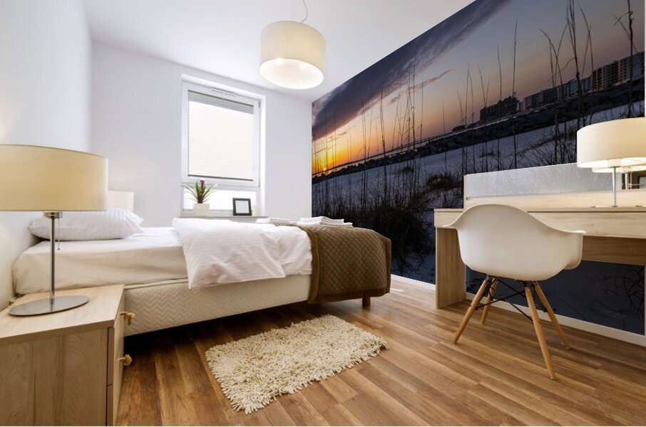 Destin FL Sunset Through Sea Oats Mural print
